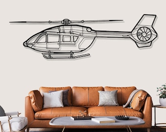 Airbus H145 Helicopter Silhouette Metal Wall Art, Pilot Gifts Decor