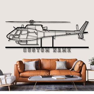 Eurocopter AS550 Fennec Helicopter Silhouette Metal Wall Art, Custom Metal Wall Decor,Custom Helicopter Silhouette Wall Art,Custom Name Sign