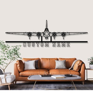 Boeing B 17 Flying Fortress Airplane Silhouette Metal Wall Art, Custom Metal Wall Decor,Custom Plane Silhouette Wall Art, Custom Name Sign