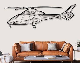 Hill HX50 Hubschrauber Silhouette Metall Wandkunst, Pilot Geschenke Dekor
