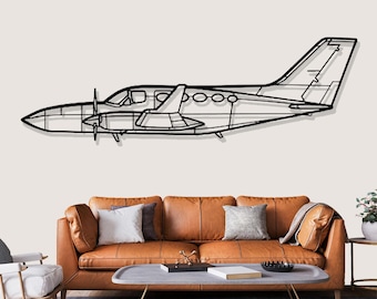 Cessna 414A kanselier vliegtuig metalen muur kunst, vliegtuig silhouet muur decor, vliegtuig kunst aan de muur, metalen wand decor, piloot geschenken, woondecoratie