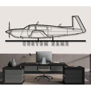 Mooney 20M Airplane Silhouette Metal Wall Art, Custom Metal Wall Decor,Custom Plane Silhouette Wall Art, Custom Name Sign, Pilot Gifts