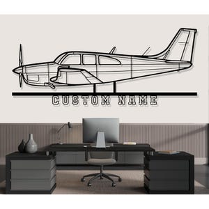 Beechcraft C33 Debonair Airplane Silhouette Metal Wall Art, Custom Metal Wall Decor,Custom Plane Silhouette Wall Art, Custom Name Sign,Pilot