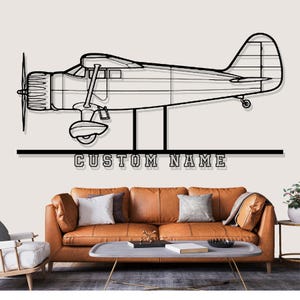 Stinson Reliant Airplane Silhouette Metal Wall Art, Custom Metal Wall Decor,Custom Plane Silhouette Wall Art, Custom Name Sign, Pilot Gifts