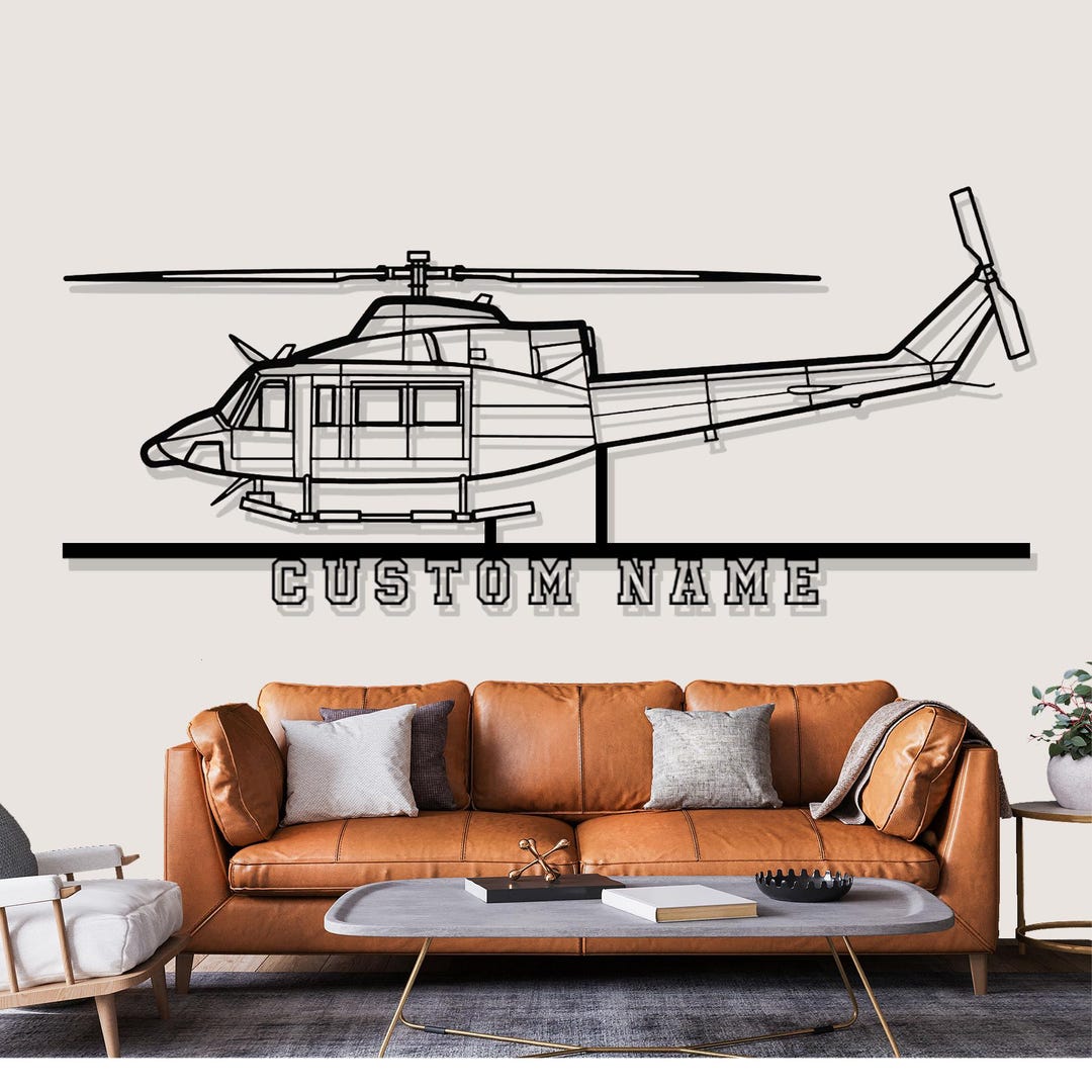 Bell 412EP Helicopter Silhouette Metal Wall Art, Custom Metal Wall ...
