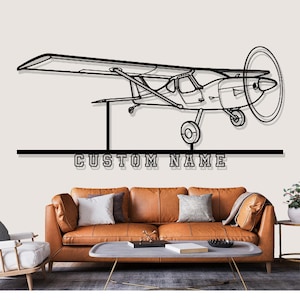 GlaStar Airplane Silhouette Metal Wall Art, Custom Metal Wall Decor,Custom Plane Silhouette Wall Art, Custom Name Sign, Pilot Gifts