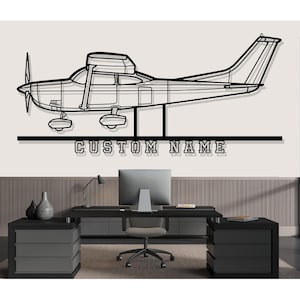 Cessna 182P Skylane Airplane Silhouette Metal Wall Art, Custom Metal Wall Decor,Custom Plane Silhouette Wall Art, Pilot Gifts