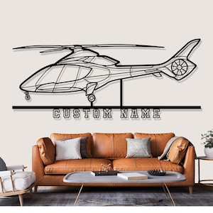 Hill HX50 Helicopter Silhouette Metal Wall Art, Custom Metal Wall Decor, Custom Helicopter Silhouette Wall Art, Custom Name Sign,Pilot Gifts