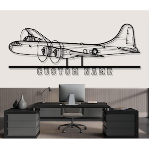 Boeing B 29 Superfortress Airplane Silhouette Metal Wall Art, Custom Metal Wall Decor,Custom Plane Silhouette Wall Art, Custom Name Sign