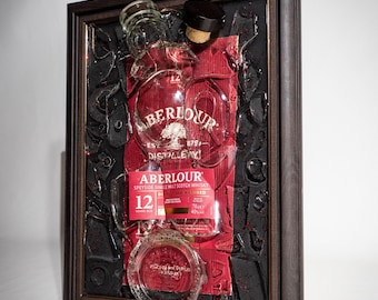 Aberlour 12 – Shattered Bottle Art in Dark Wood Frame