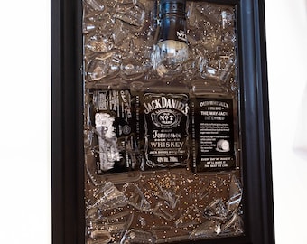 ジャックダニエル / コーラ - 割れたボトルアート - Etsy 日本