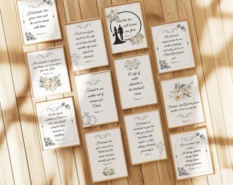 Christian Marriage Bible Verse Art Prints, Wedding Decor (Digital Download)