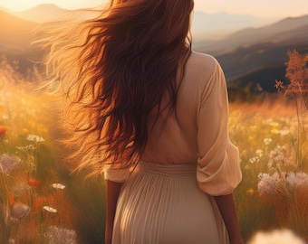 Digital Print Girl in Meadow