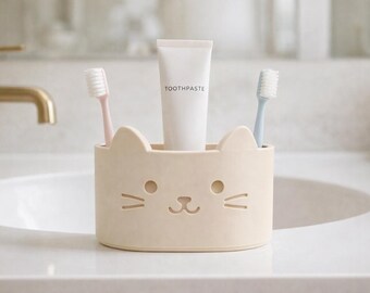 Porta spazzolini a forma di animale | Organizer per il bagno: gatto, orso, maiale | Decorazione per il bagno dei bambini | Contenitore per dentifricio | Regalo pratico