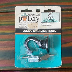 Vintage Black Jumbo Macrame Hook, New England Pottery for Hanging Planter