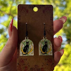 Black Cat Tarot Card Earrings