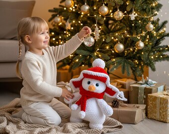 Christmas Snowman Crochet Pattern | Plush Amigurumi Toy | Cute Winter Gift for Child | Instant Download PDF