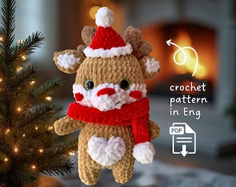 Crochet Reindeer Pattern PDF | Amigurumi Christmas Decor | Plush Christmas Toy