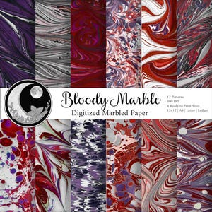 Papel marmorizado digitalizado Bloody Marble