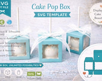 Scatola per cake pop modello SVG / Scatola per dolcetti da finestra / Porta cake pop a cubo / Scatola per bomboniere Cricut / Confezione per esposizione di caramelle