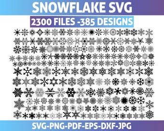 Snowflake SVG Bundle: 385 Winter Designs, Christmas Cut Files (Digital Download)