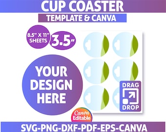 Canva Coaster Template: 3.5" DIY Drink Coaster, Print-Ready (Digital Download)