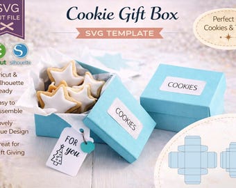 Cookie Gift Box SVG Template | Small Treat Box Cricut File | Printable Favor Box | Bakery Packaging SVG | DIY Gift Box | Silhouette Cut File