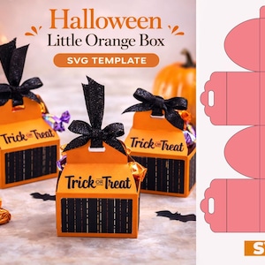 Halloween godisask SVG-mall | Bus eller godis-presentförpackning (digital nedladdning)