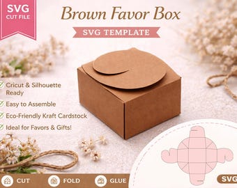 Kraft Favor Box SVG Template | Small Gift Box Cricut File | Rustic Party Favor Box | Wedding Favor Packaging | Silhouette Cut File