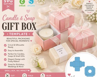 Candle Gift Box SVG | Soap Packaging Box Template | Cricut Silhouette Gift Box | Small Business Packaging for Candles & Handmade Soap