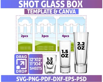 Shot Glass Box Template SVG: 2, 3, 4 Glass Holder (PDF Cut Files)