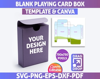 Blank Playing Card Box Template Svg, Poker Card Box Template, DIY Trading Card Box Template, Deck Box Template, Drag And Drop Box Template