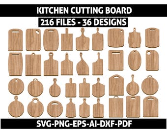 Pacchetto SVG per taglieri: file tagliati al laser per taglieri da cucina e formaggi / file tagliati al laser per CNC, Glowforge, pronti per router CNC, taglio laser