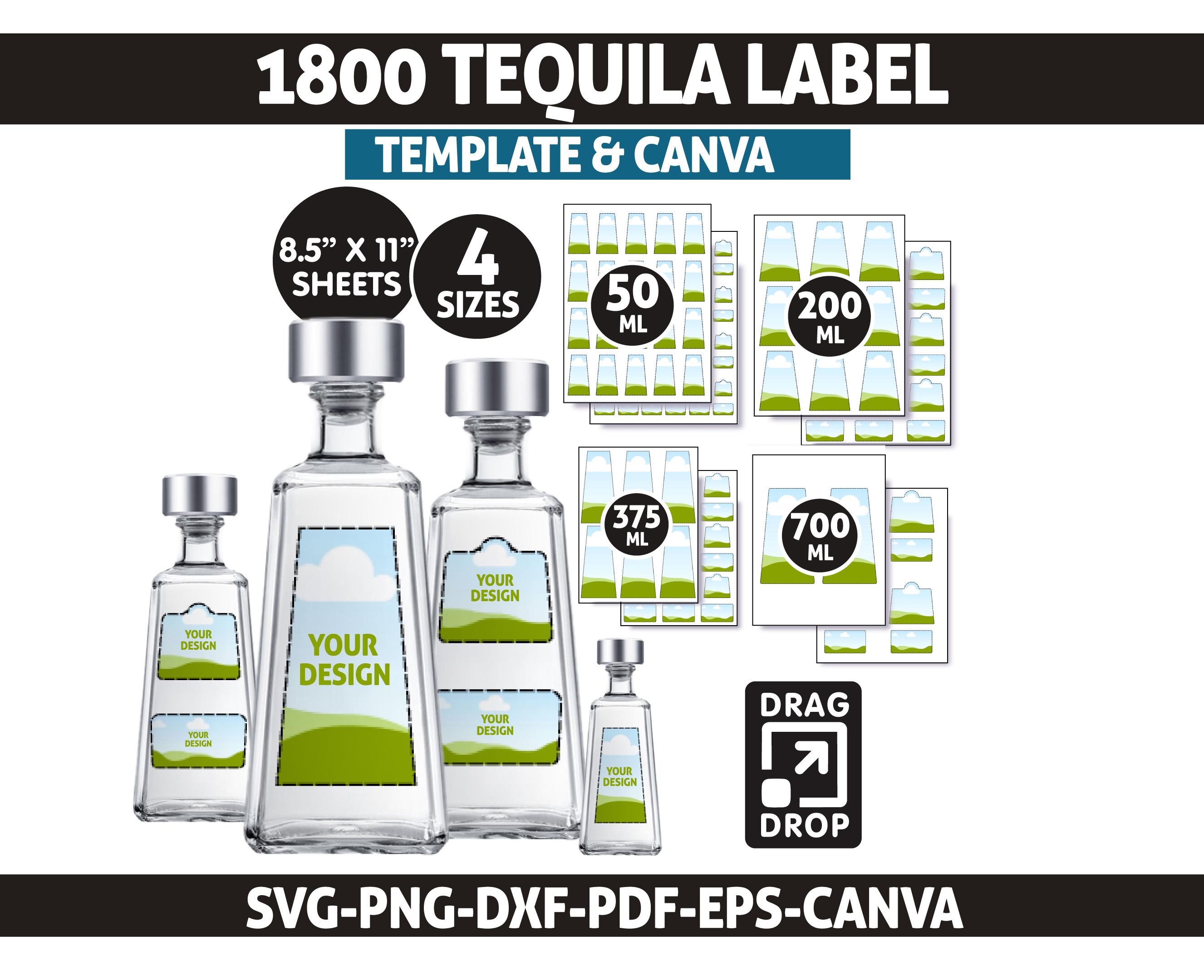1800 Tequila Label Template Bundle for Canva | Editable Bottle Label ...