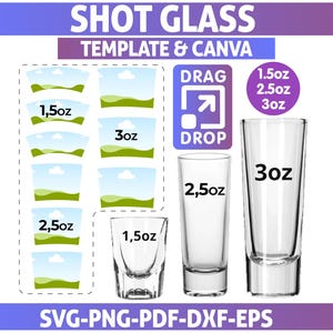 Shot Glass Wrap Template: SVG, PNG, PDF, Canva (Digital Download)