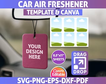 Car Air Freshener Template: Canva Editable, SVG Files (8.5"x11" Sheet) (Digital Download)