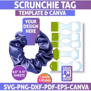 Scrunchie Tag Template, Scrunchie Tag Svg, Scrunchie Label Template, Printable Label, Scrunchie Holder, Scrunchie Hang Tags, Canva Editable