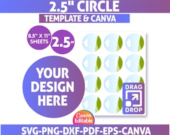 Cirkelsjabloonbundel, canvas cirkelsjabloon, multifunctionele etikettensjabloon, canvas bewerkbaar, cirkelsticker, ronde labelsjabloon, afdrukbaar
