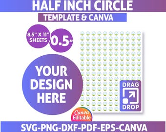 Kreisvorlage BUNDLE, Kreisvorlage svg, Mehrzwecketikettenvorlage, Kreisaufkleber, runde Etikettenvorlage, bedruckbar, Canva bearbeitbar