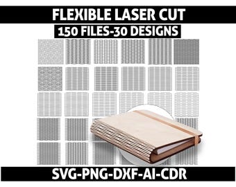 Flexible Laser Cut Bundle, Living Hinge SVG Files, Kerf Bend Patterns, Laser Cut Flexible Designs, Glowforge xTool CNC DXF Bundle