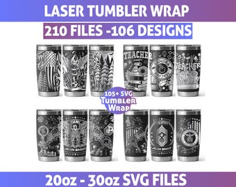 100+ Laser Tumbler Wrap SVG Bundle, Engraving Wrap Files for 20oz 30oz Tumblers