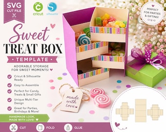 Multi Tier Treat Box SVG | Drawer Gift Box Template | Candy Organizer Cricut Silhouette Cut File
