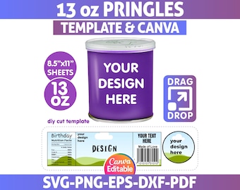 1.3oz Chip Can Wrap Template, Potato Chip Can, Pringles Label Template, Chip Can Template, Pringles Template, Pringles Wrapper, Party Favors
