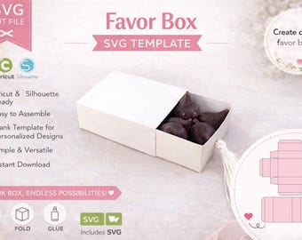 Sliding Drawer Favor Box Template | Blank Gift Box SVG | Cricut Box File | Minimal Packaging Design | Small Business Favor Box
