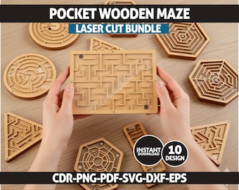 Pocket Wooden Maze Laser Cut Files, 3d Labyrinth Maze Toys, Wooden Puzzle Game SVG DXF PDF