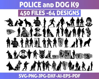 Police and K9 Dog SVG Bundle: Officer & Badge Designs (Digital Download)
