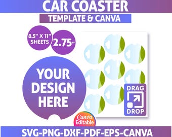 2.75" Car Coaster Template, Car Cup Coaster Template, Car Canva Template, Car Coaster Design, Canva Editable, Geode Car Coaster, Printable