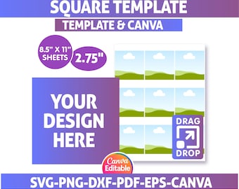Square Template Bundle, Canva Square Template, Multipurpose Labels Template, Canva Editable, Square Sticker, Square Label, Magnet Template