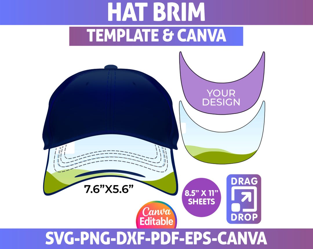 Hat Brim Template, Hat Brim Svg, Baseball Cap Brim, Trucker Cap ...