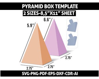 Pyramid Box Template | 2 Sizes, Pyramid Favor Box, Birthday Gift Box, Party Favor Box, Box Template, Pyramid Box Svg, Laser Cut or Handcraft